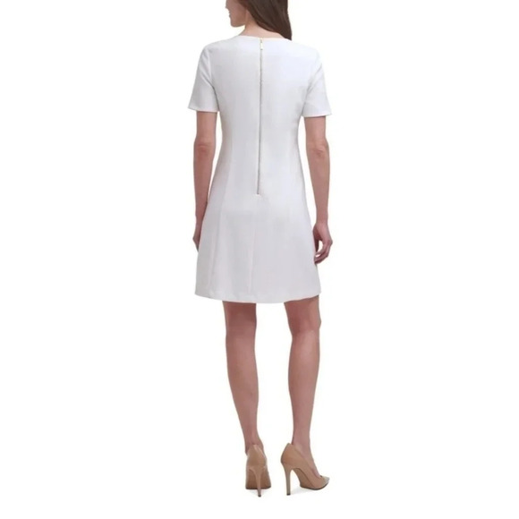 HARPER ROSE Womens Ivory Scuba Crepe Short Sleeve Fit + Flare Dress Size 12 - Picture 3 of 12